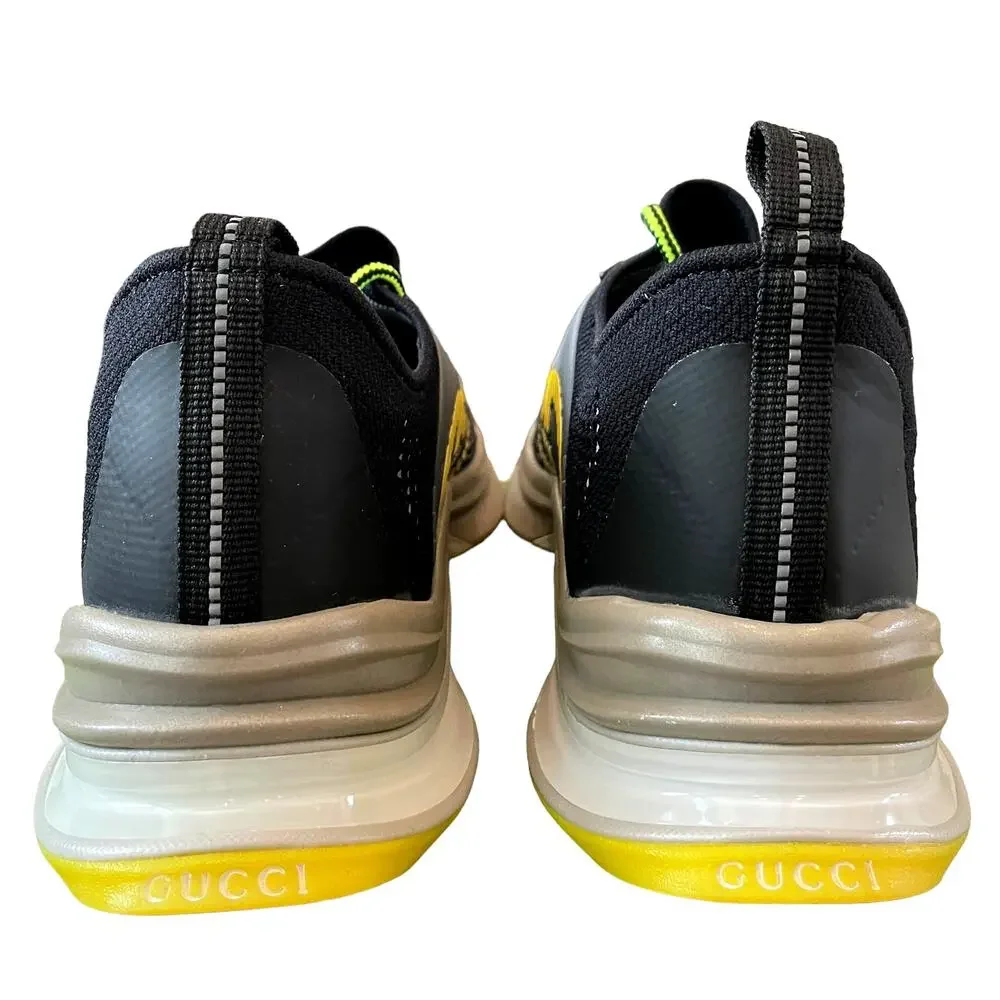 GUCCI Men GG RUN Sneakers Athletic Low Top 680938 Black Yellow 11 | US 11.5 NEW